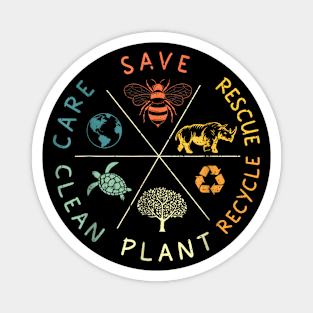 Save Bees Rescue Animals Recycle Plastic Earth Day 2024 Vintage Magnet